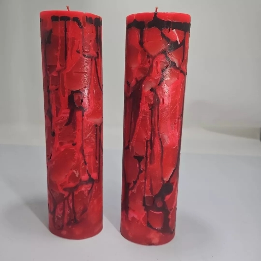 Hand Made Red and Black Pillar Candles